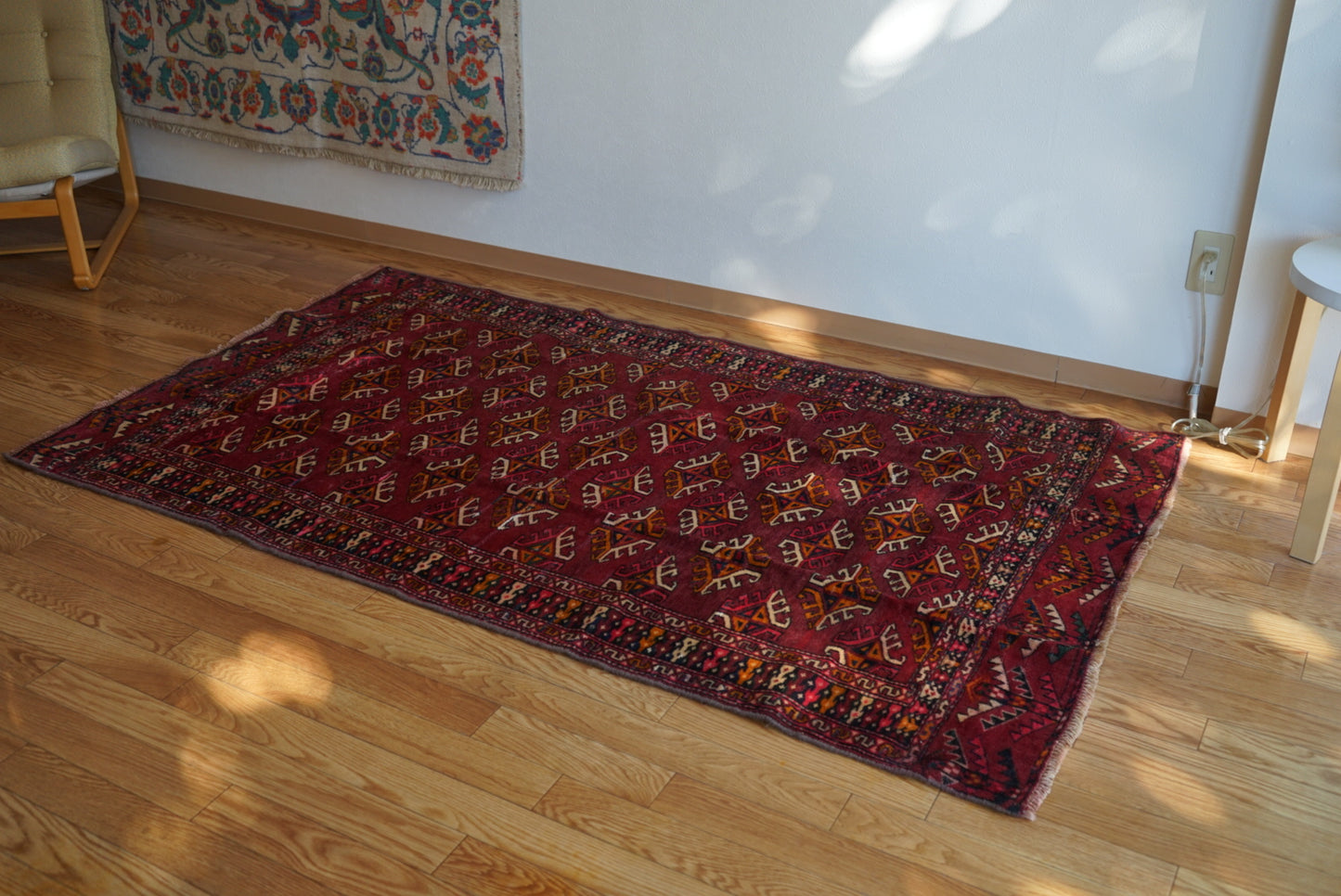Afghanistan Old Turkmen Yamut Wine Red 1960年代 195 × 112 cm  No.AF2539 / 国内送料無料・羊毛手織り絨毯