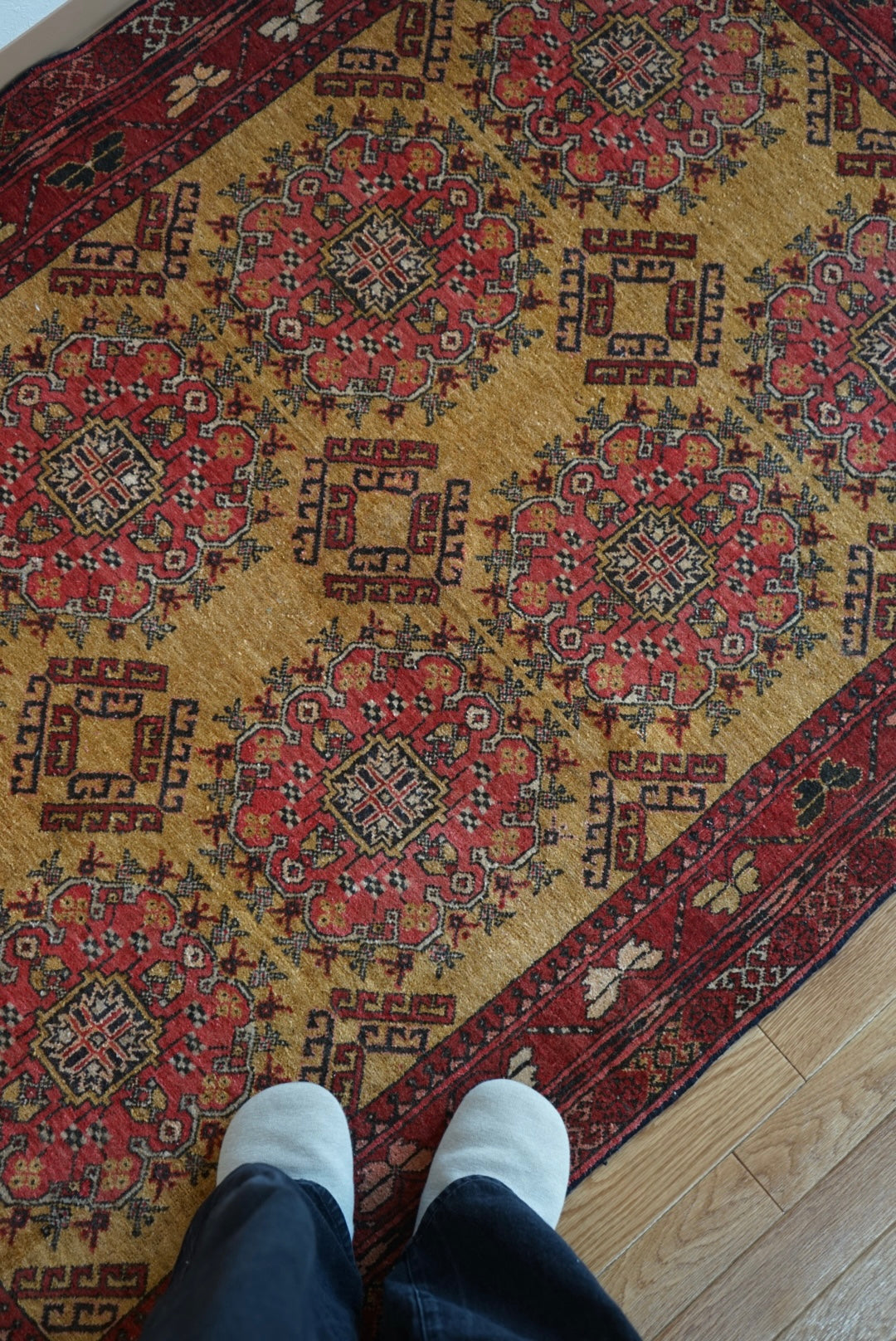 Afghanistan Old Turkmen Yellow Mustard 1950年代 188 × 123 cm No.AF2520