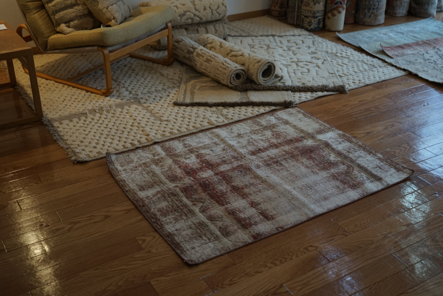 Türkiye Old Oushak Shabby Red 1970年代 110 × 80 cm No.TR25371