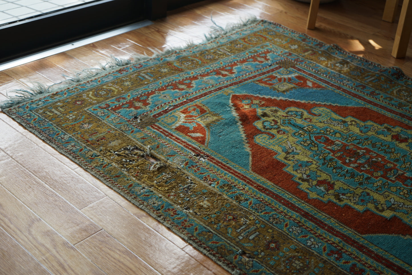 Türkiye Old Oushak Shabby Turquoise Medallion 162 × 109 cm No.TR25333