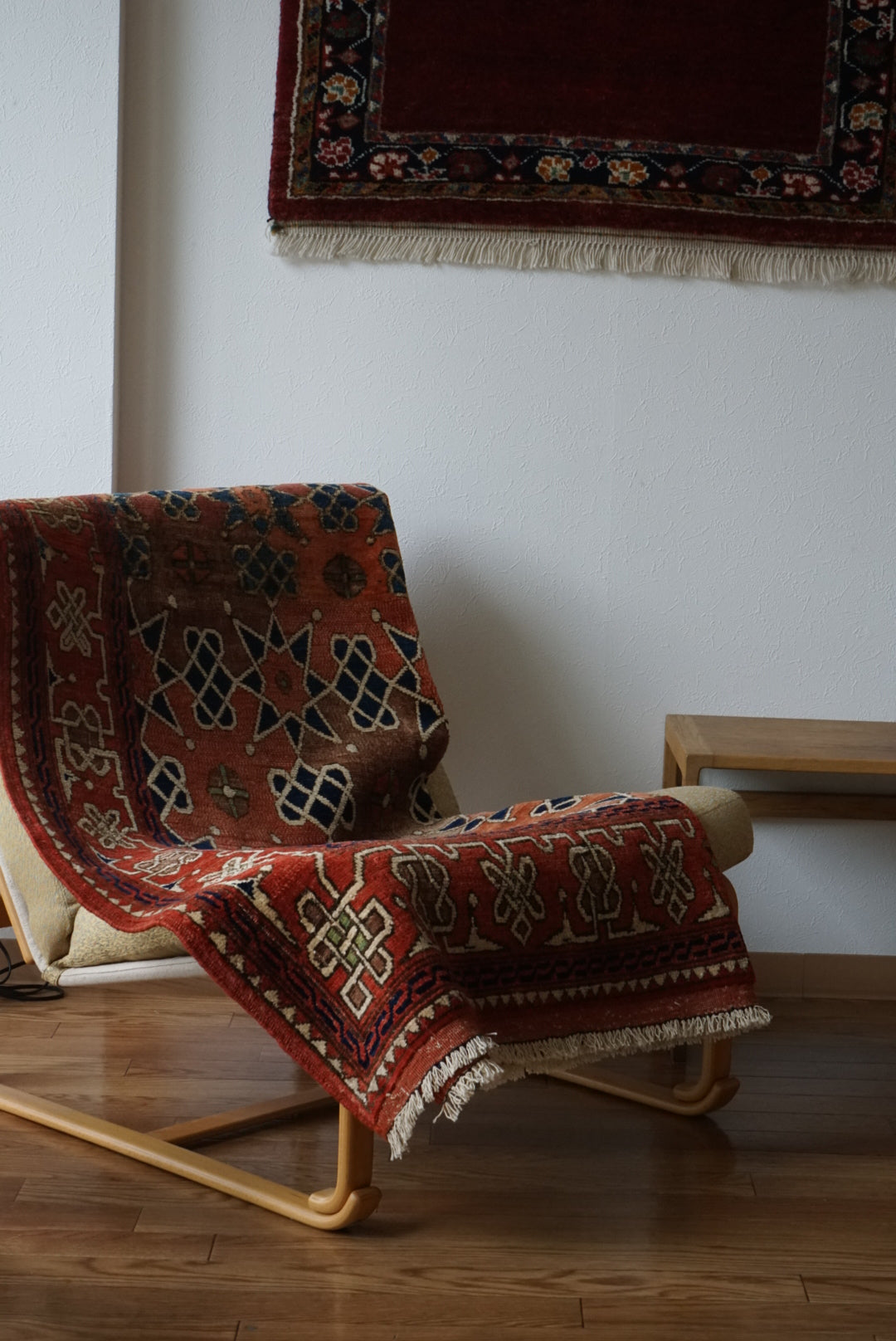 Afghanistan Vintage Turkmen Kazak Orange Star 1980年代 153 × 124 cm  No.AF2531