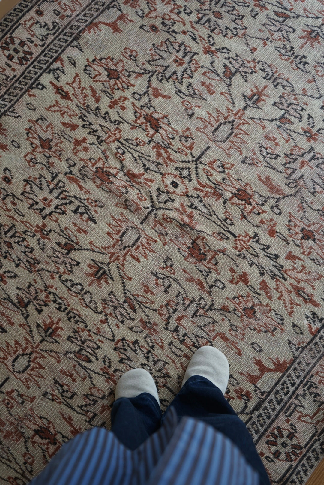 Türkiye Old Kayseri Olive , Beige Flower 1970年代 270 × 169 cm No.TR25389