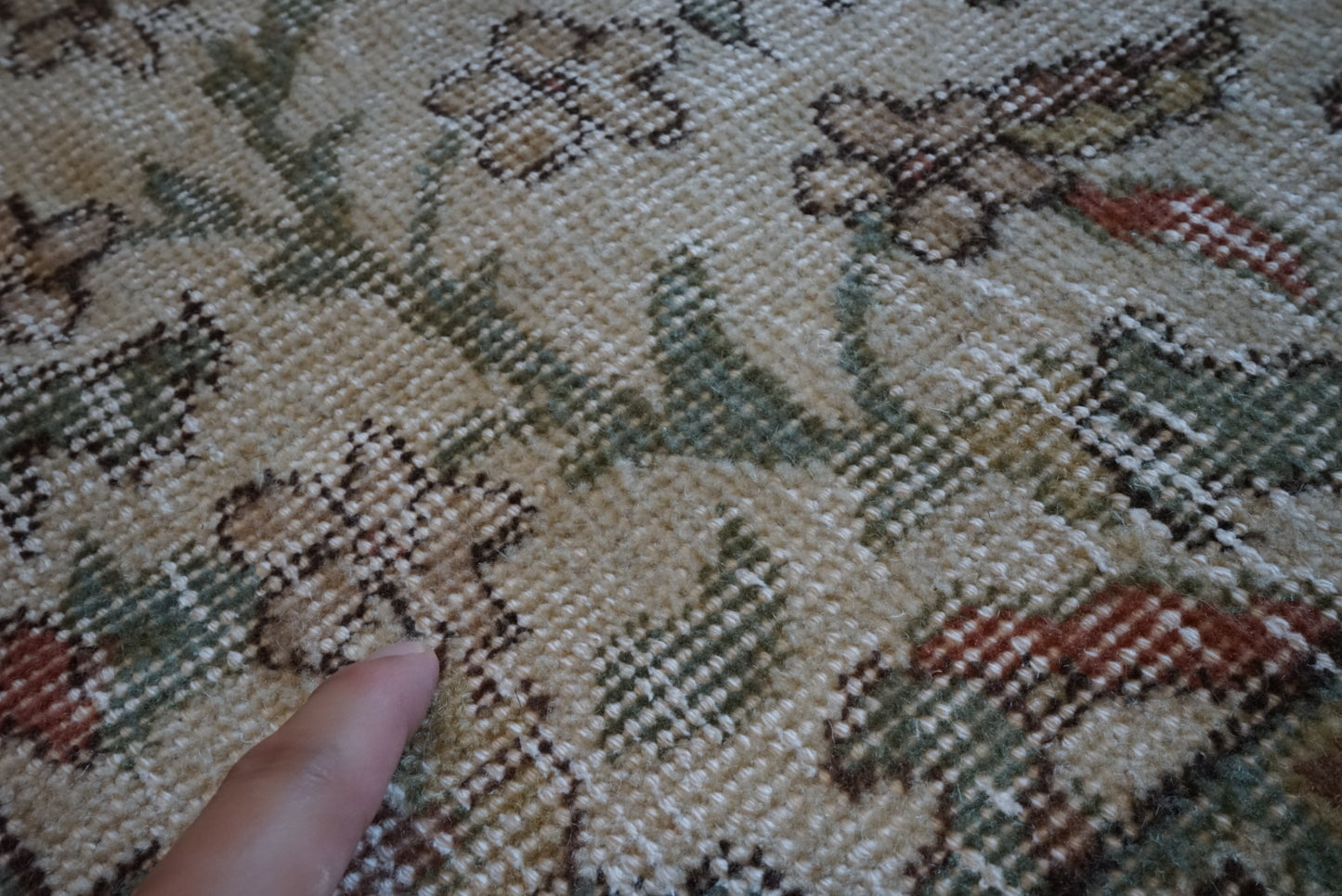 Türkiye Old Isparta Medallion Beige , Green , Rose Red 1960年代 231 × 165 cm No.TR25477 / 国内送料無料
