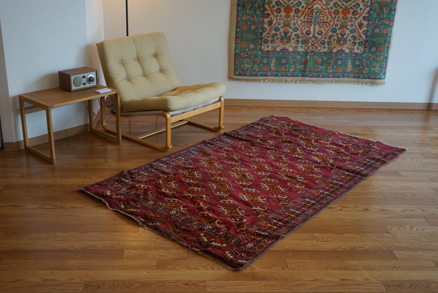 Afghanistan Old Turkmen Yamut Wine Red 1960年代 195 × 112 cm  No.AF2539 / 国内送料無料・羊毛手織り絨毯