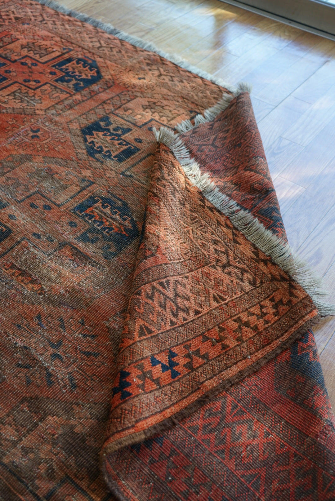 店頭販売 Afghanistan Old Turkmen Slaiman Brick Red 1900年代 301 × 202 cm  No.AF2540 / 国内送料無料・羊毛手織り絨毯