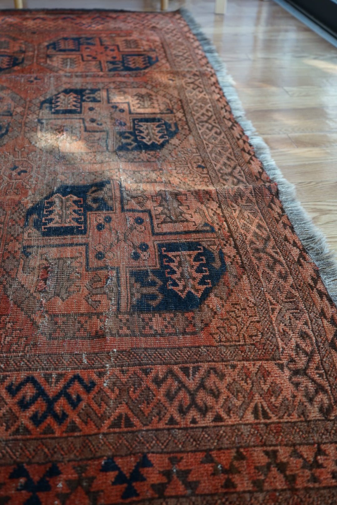 店頭販売 Afghanistan Old Turkmen Slaiman Brick Red 1900年代 301 × 202 cm  No.AF2540 / 国内送料無料・羊毛手織り絨毯