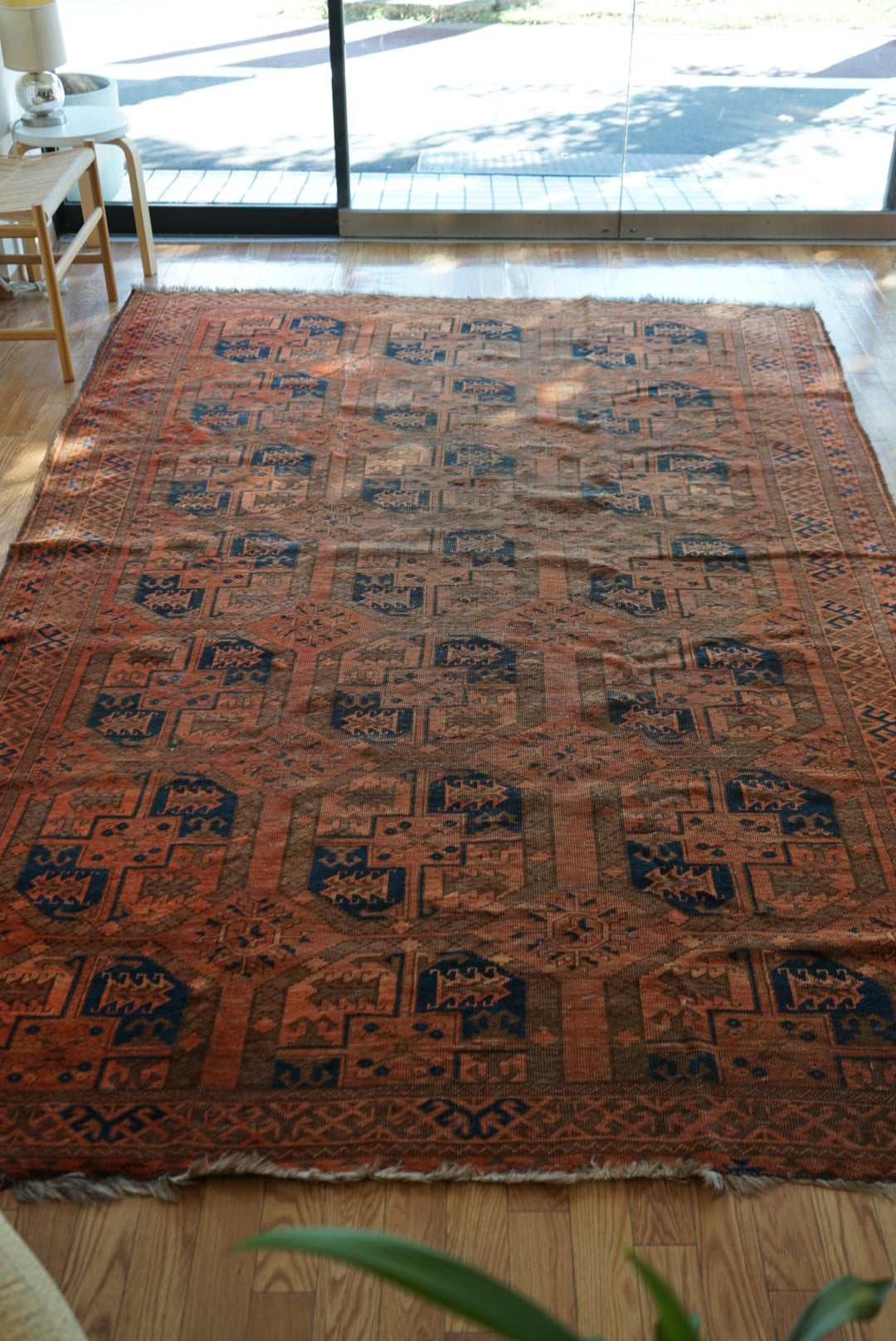 店頭販売 Afghanistan Old Turkmen Slaiman Brick Red 1900年代 301 × 202 cm  No.AF2540 / 国内送料無料・羊毛手織り絨毯
