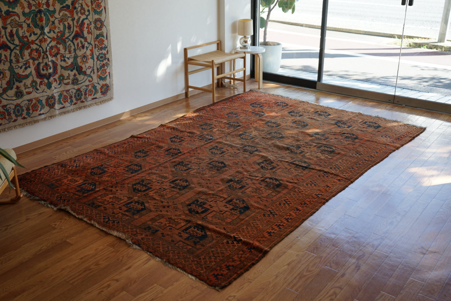 店頭販売 Afghanistan Old Turkmen Slaiman Brick Red 1900年代 301 × 202 cm  No.AF2540 / 国内送料無料・羊毛手織り絨毯