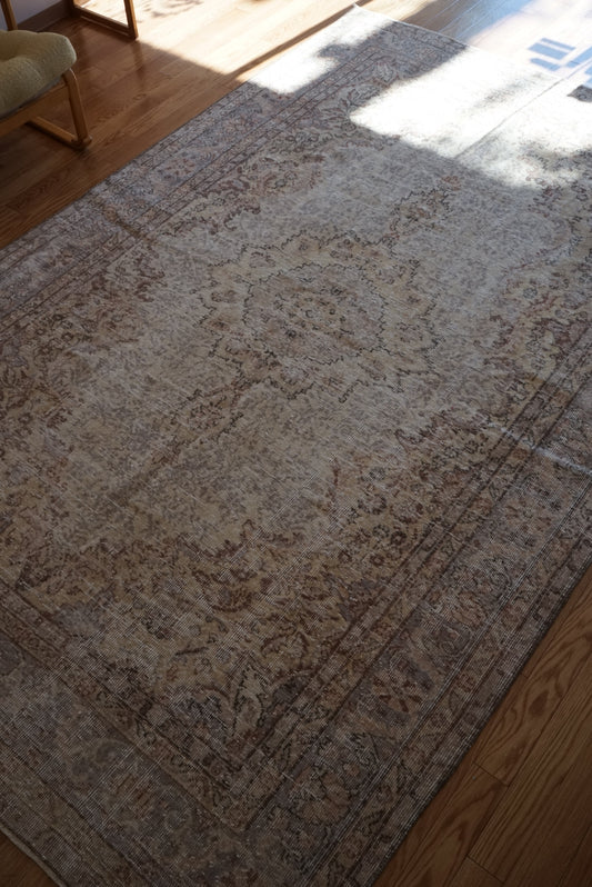 Türkiye Old Isparta Medallion Beige , Glay 1960年代 284 × 183.5 cm No.TR25476 / 国内送料無料