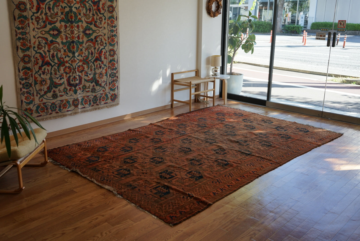 店頭販売 Afghanistan Old Turkmen Slaiman Brick Red 1900年代 301 × 202 cm  No.AF2540 / 国内送料無料・羊毛手織り絨毯