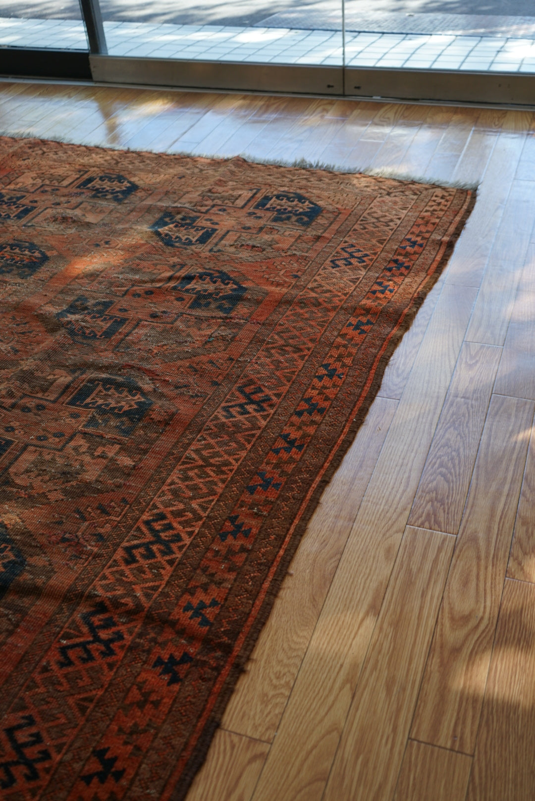 店頭販売 Afghanistan Old Turkmen Slaiman Brick Red 1900年代 301 × 202 cm  No.AF2540 / 国内送料無料・羊毛手織り絨毯