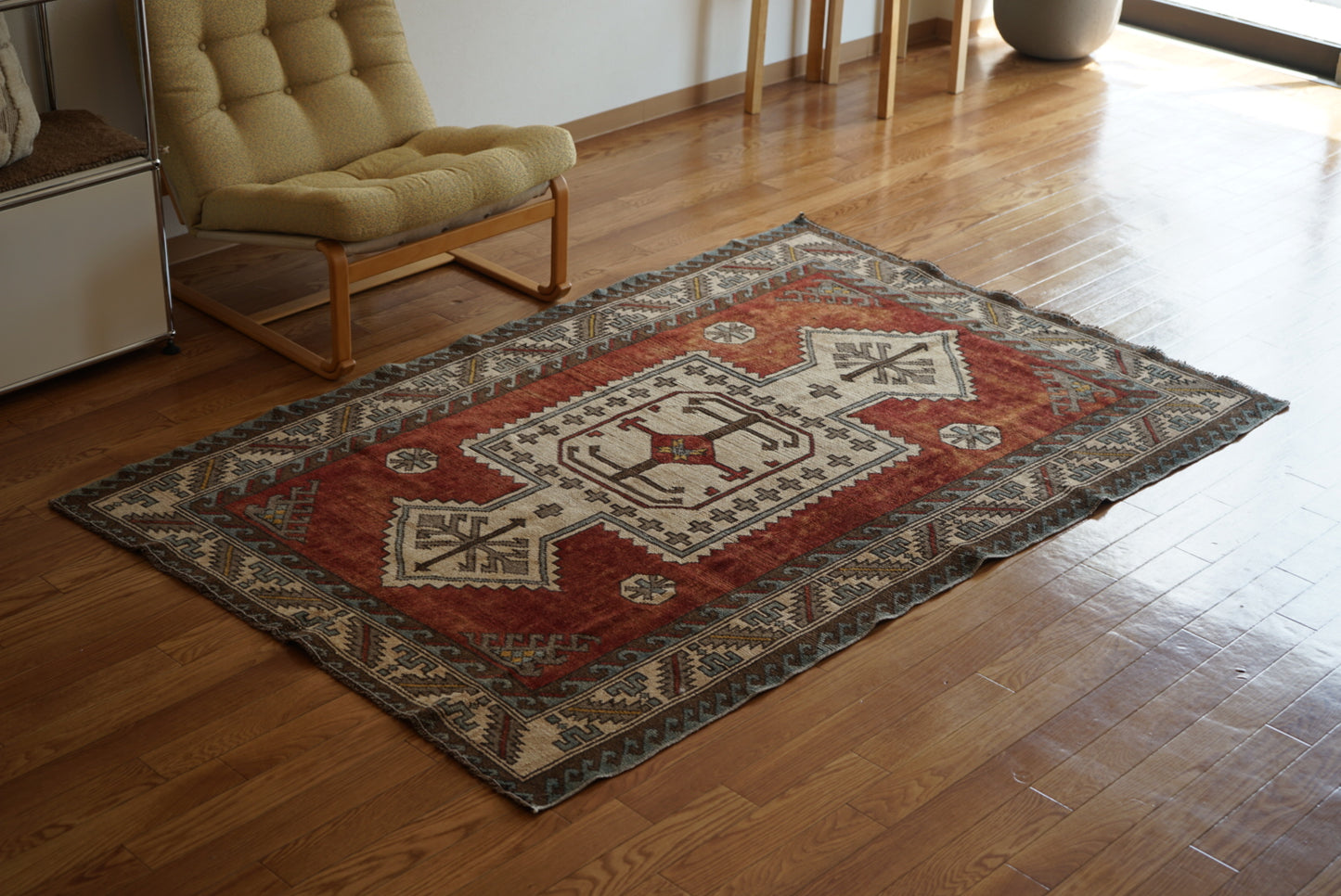 Türkiye Old Eastern Anatolia Orange Medallion 1960年代 194 × 121 cm No.TR25400
