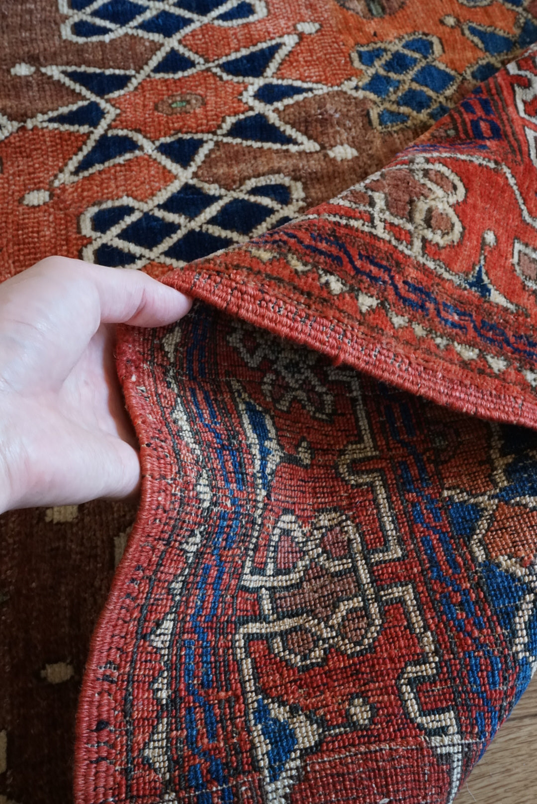 店頭販売 Afghanistan Vintage Baluch Orange Star 1980年代 153 × 124 cm  No.AF2531