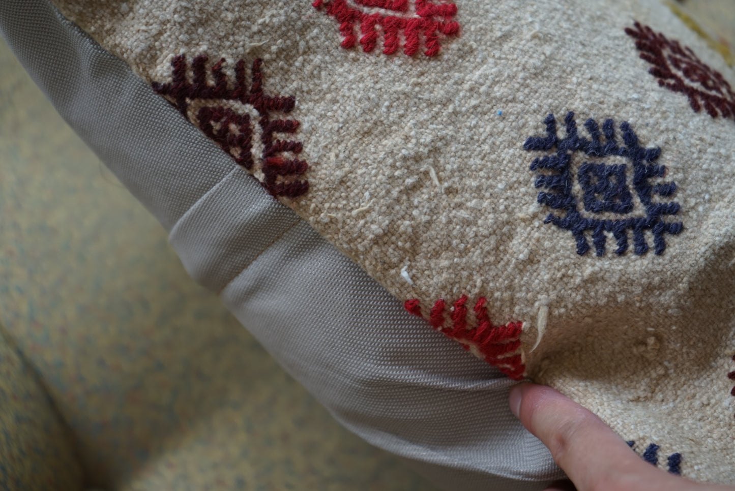 Türkiye Old Kilim Cushion Cover Beige Colorful 40 × 40 cm No.TR25443