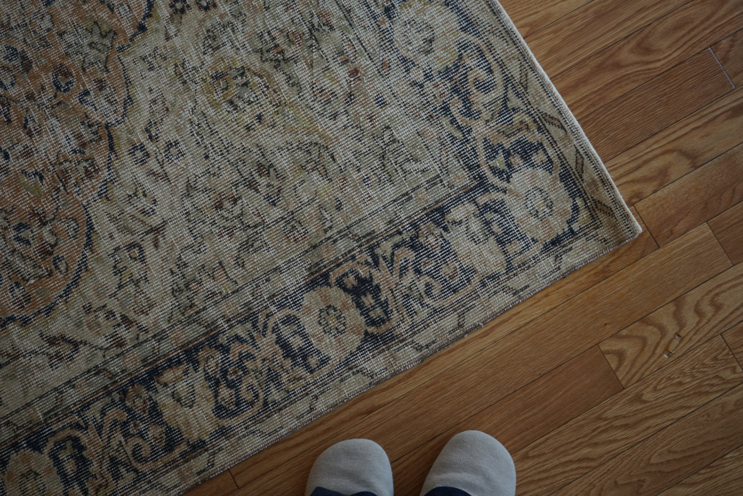 Türkiye Old Isparta Medallion Navy , Beige 1960年代 259 × 194 cm No.TR25375