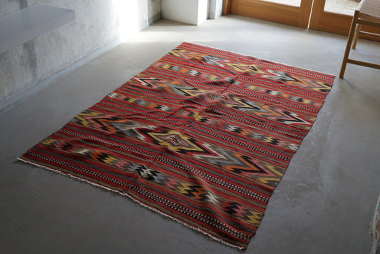 TURKEY BALKAN OLD KILIM 1950-1960年代 159 × 116 cm