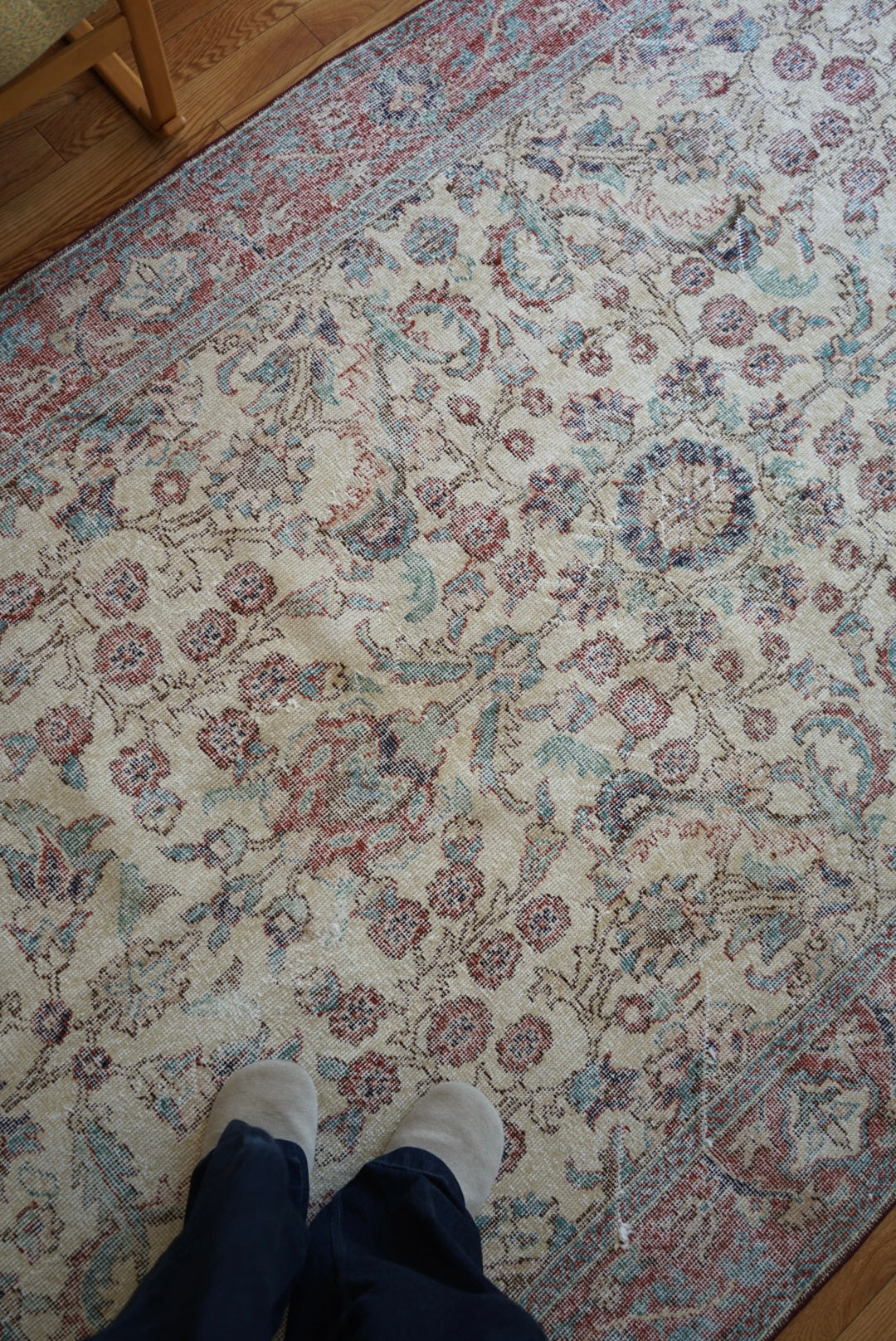 Türkiye Old Isparta Beige Cerulean Blue Floral 1970年代  303 × 160.5 cm No.TR25391