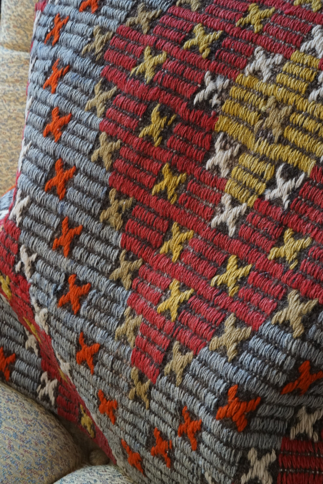 Türkiye Old Kilim Cushion Cover Mix Color Tribal Design 50 × 49 cm No.TR25466