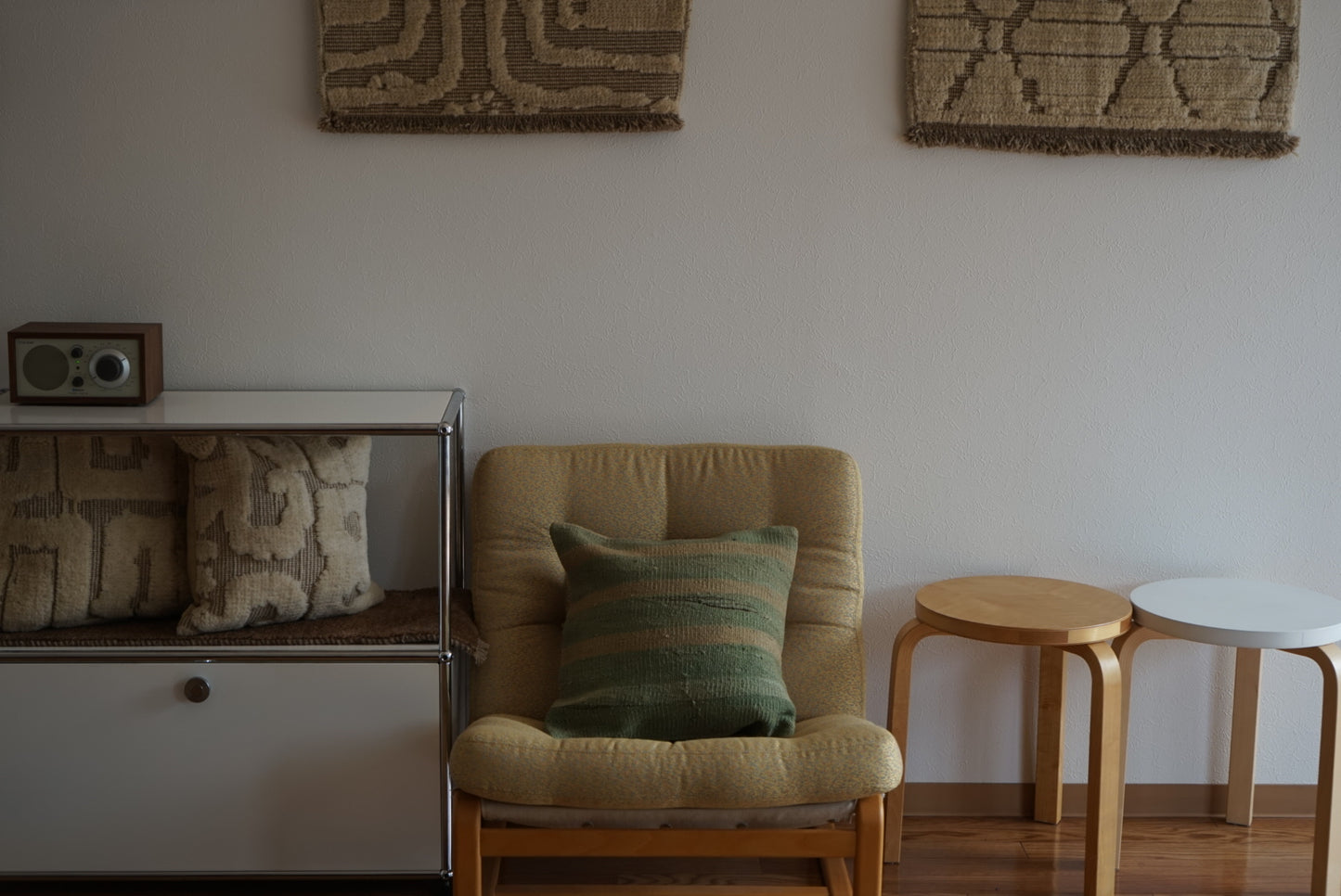 Türkiye Old Kilim Cushion Cover Green , Beige Stripe 40 × 40 cm No.TR25364