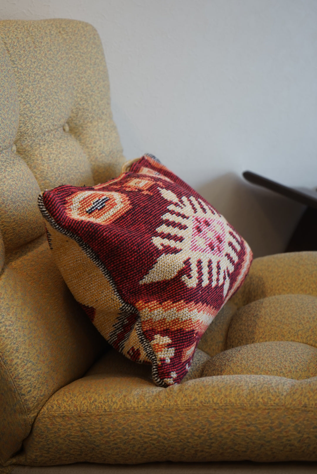 Türkiye Old Kilim Cushion Cover 表 Red / 裏 Yellow 49 × 39 cm No.TR25394