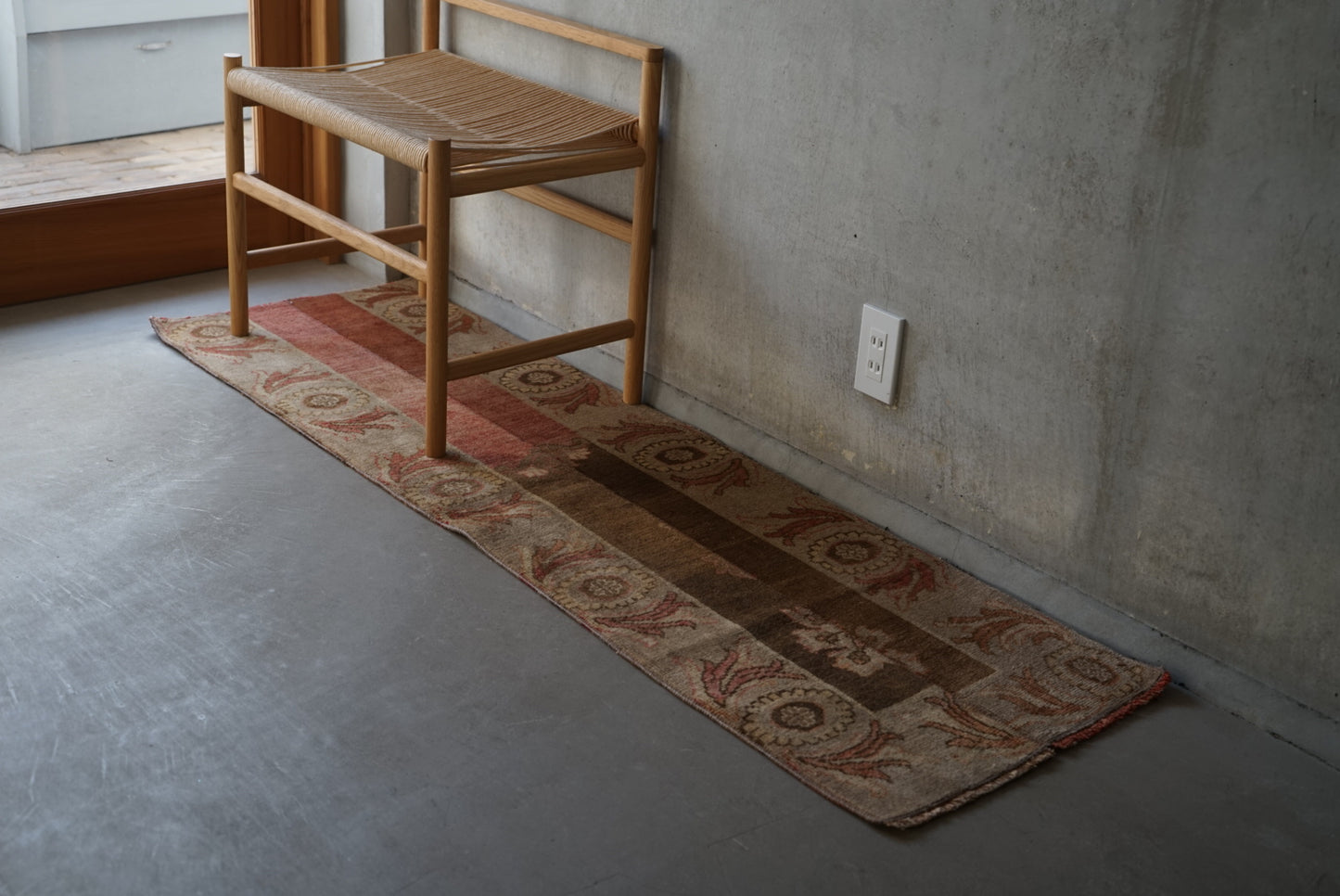 Türkiye Old Oushak Beige , Brown Runner 1970年代 166 × 50 cm No.TR25270