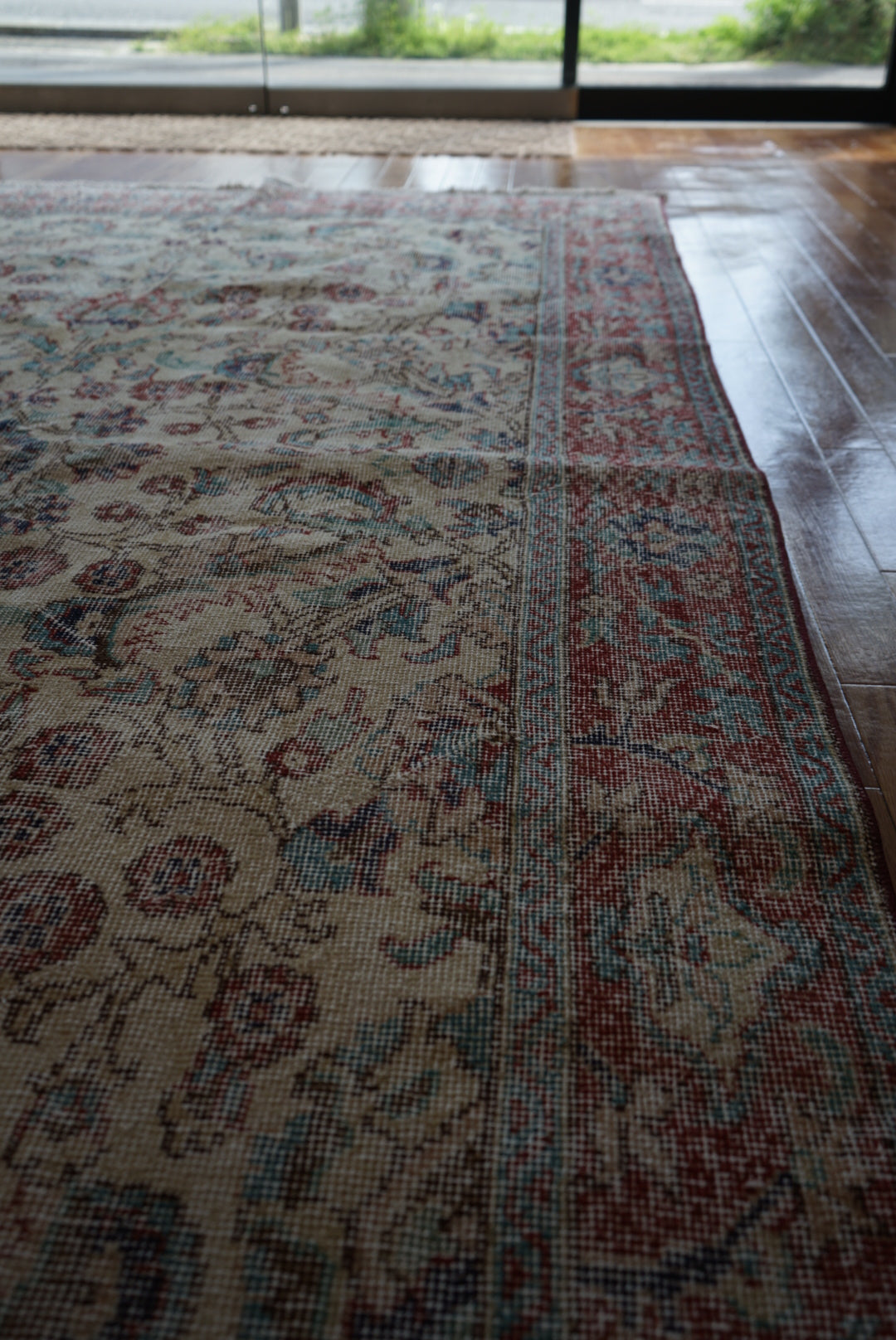 Türkiye Old Isparta Beige Cerulean Blue Floral 1970年代  303 × 160.5 cm No.TR25391