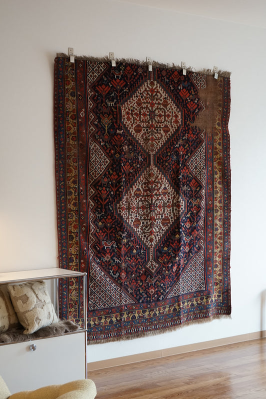 店頭販売 IRAN ANTIQUE SHIRAZ KHAMSEH BAHARLO 1820-1840年代 191 × 155 cm