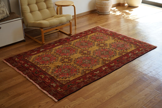 Afghanistan Old Turkmen Yellow Mustard 1950年代 188 × 123 cm No.AF2520
