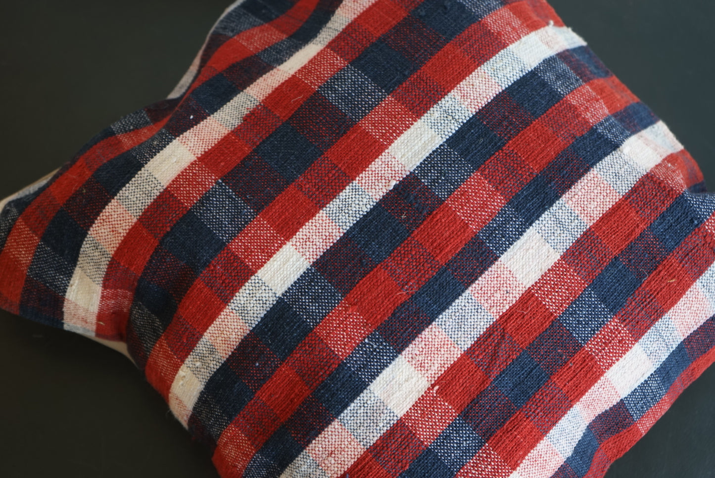 Türkiye Old Kilim Cushion Cover Checker Navy , Red , White 46 × 45 cm No.TR25395