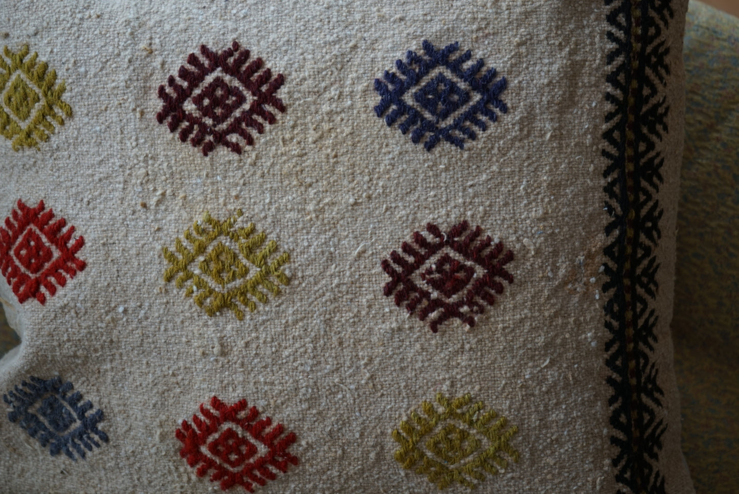 Türkiye Old Kilim Cushion Cover Beige Colorful 40 × 40 cm No.TR25443