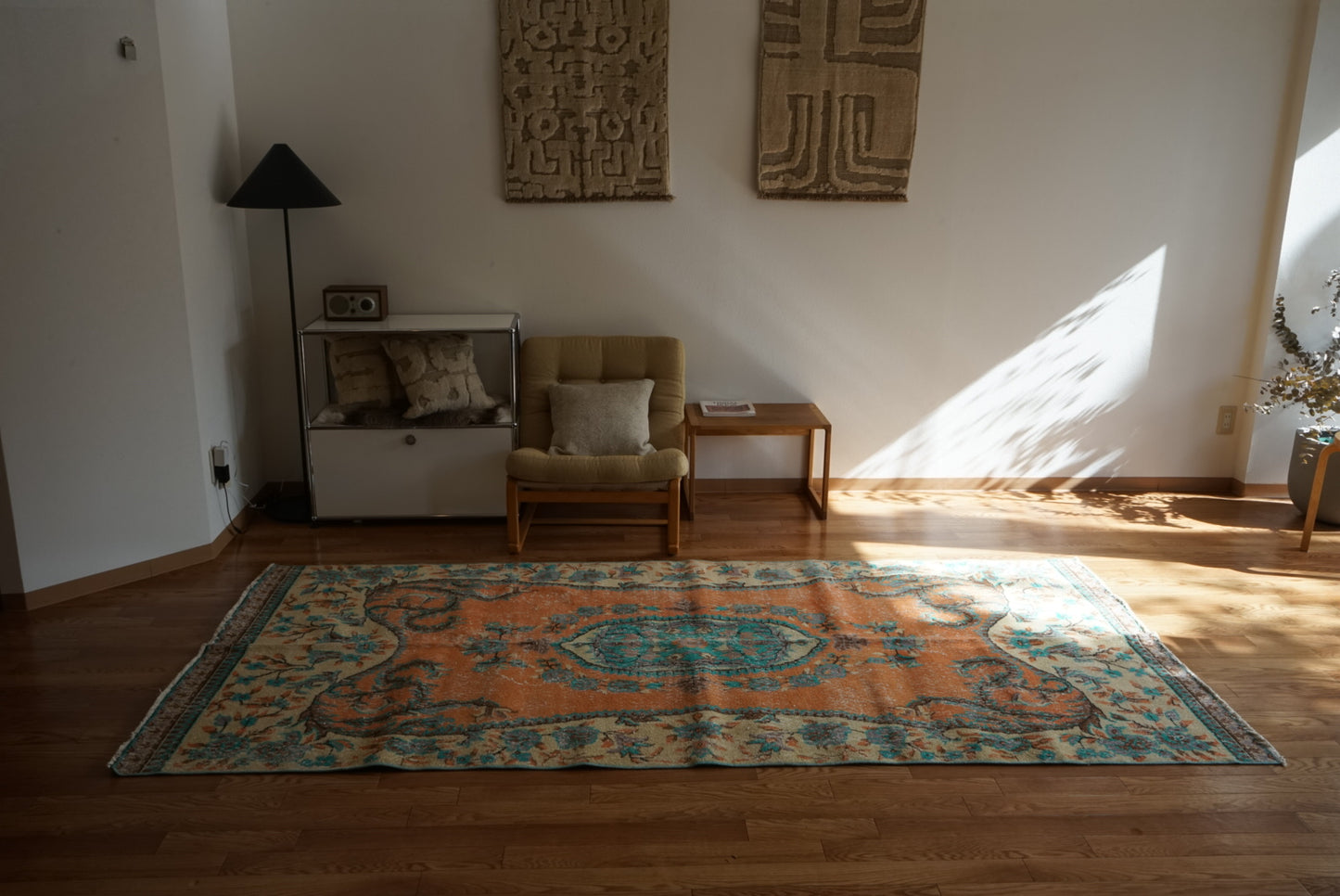 Türkiye Old Isparta Orange , Beige , Blue 1970年代 278 × 130.5 cm No.TR25503 / 国内送料無料
