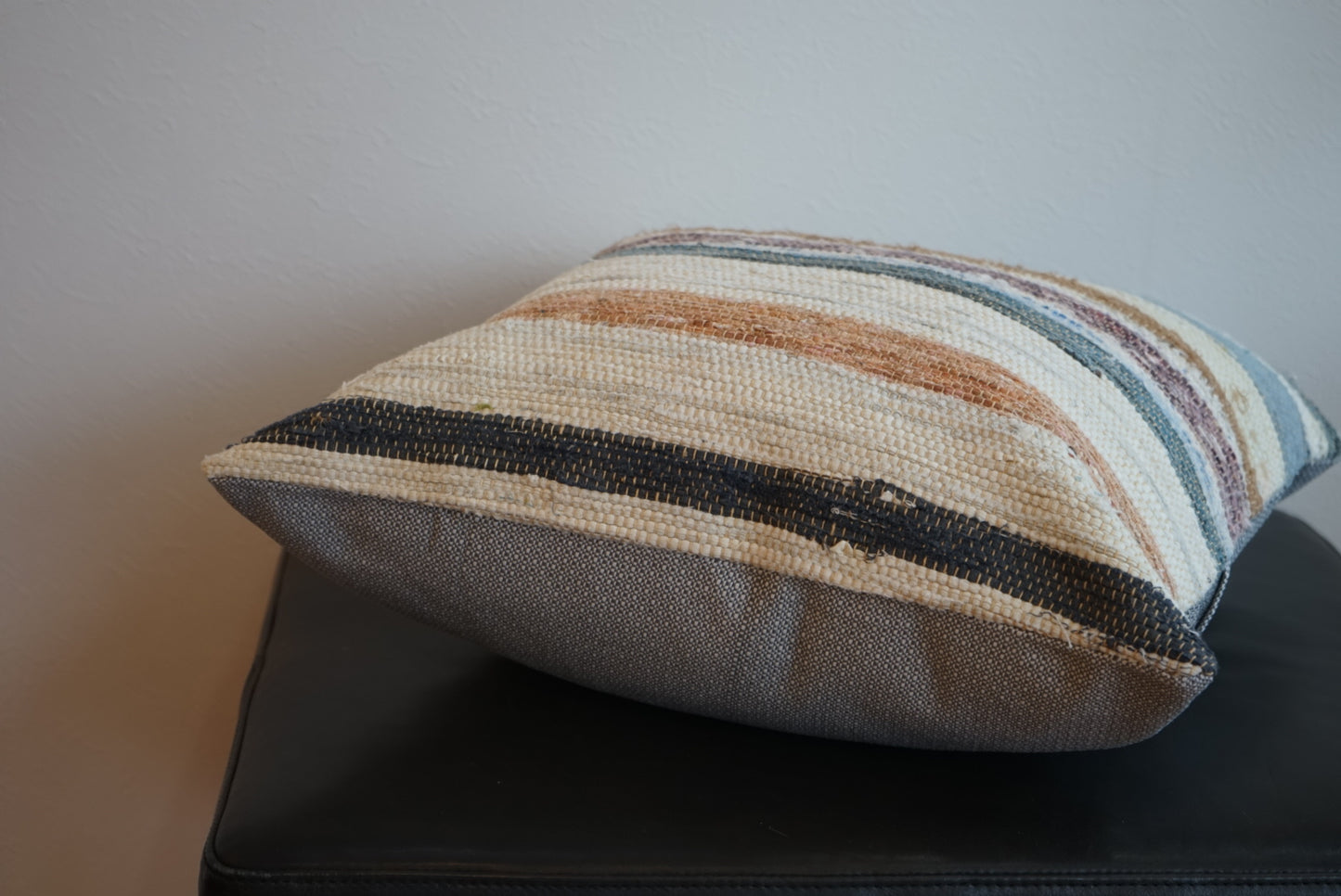 Türkiye Old Kilim Cushion Cover Stripe Mix Color Ivory , Blue 55 × 52 cm No.TR25399