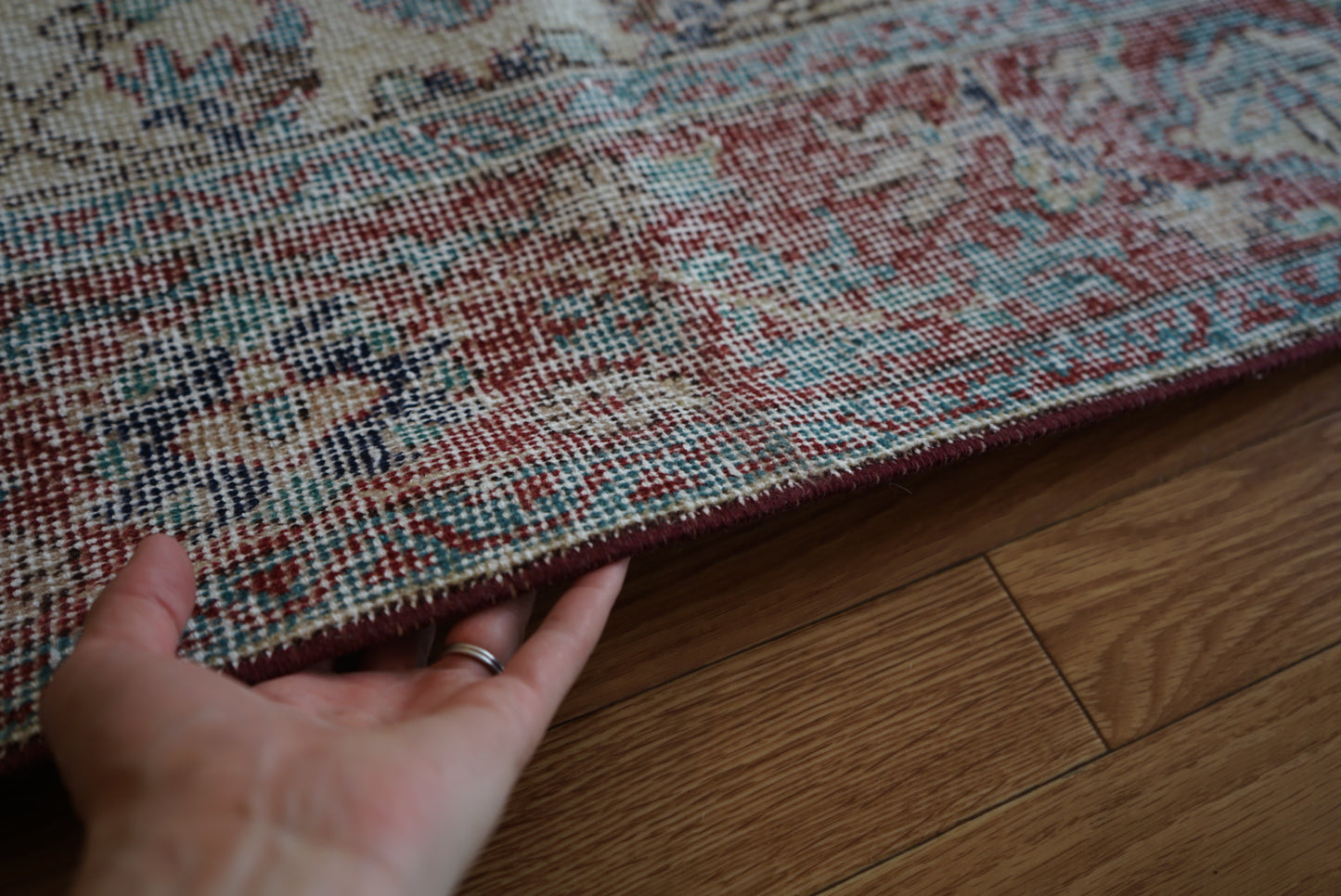 Türkiye Old Isparta Beige Cerulean Blue Floral 1970年代  303 × 160.5 cm No.TR25391