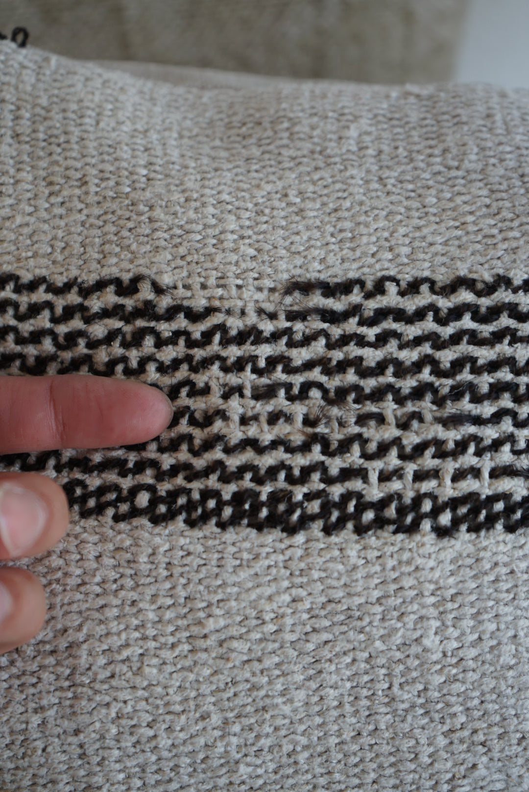 Türkiye Old Kilim Cushion Cover Stripe White , Black 50 × 50 cm No.TR25393