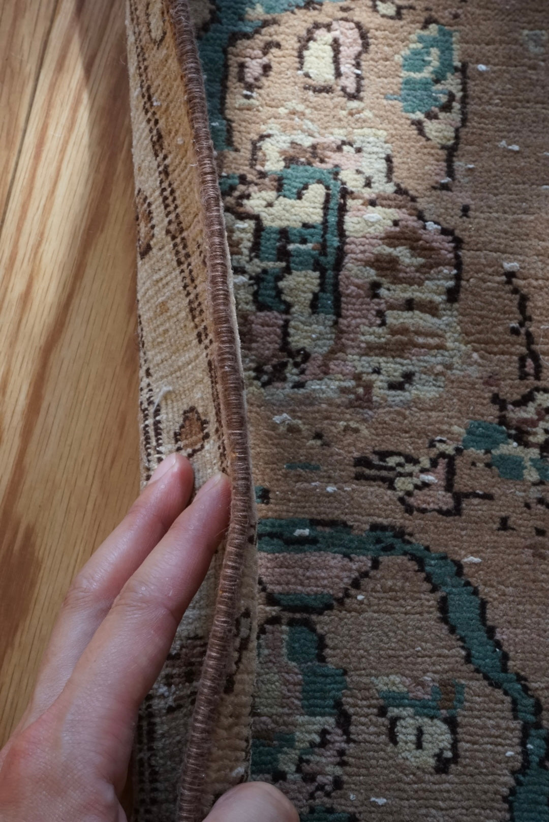 Türkiye Old Oushak Beige , Green Classical Design 1970年代 75 × 53 cm No.TR25468