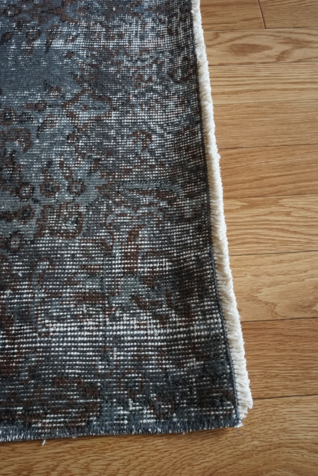 Türkiye Old Isparta Medallion Overdye Blue Glay , Brown 1970年代 250 × 161 cm No.TR25495 / 国内送料無料