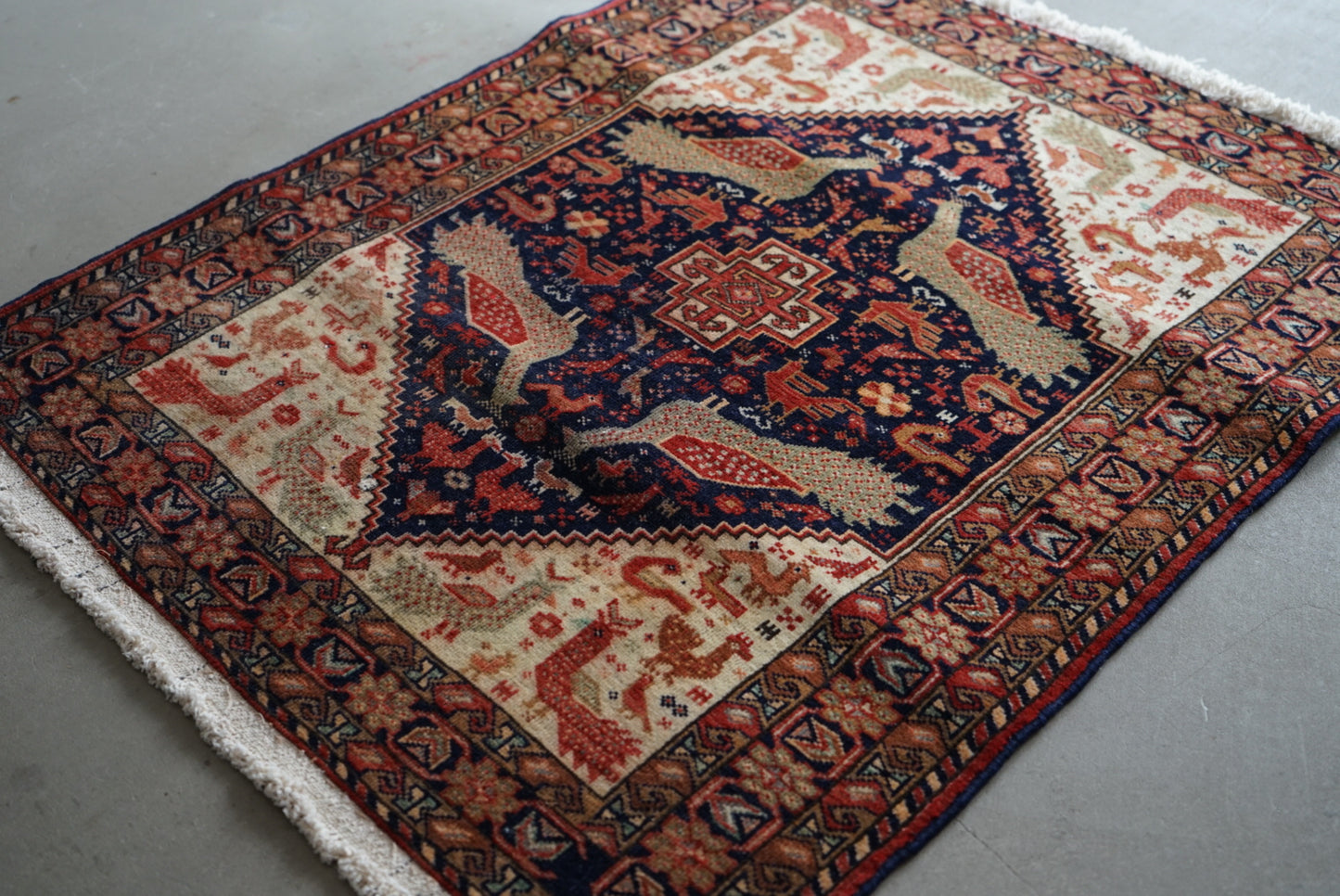 店頭販売 IRAN ANTIQUE KHORASAN KORMANJI 1880年代 85.5×72cm