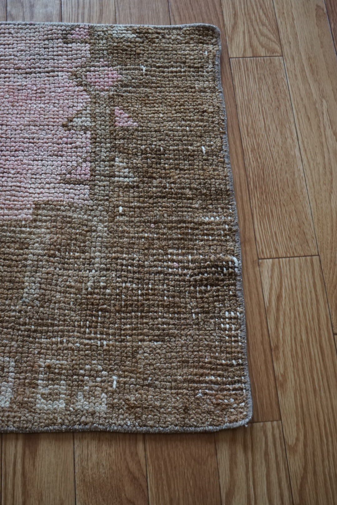 Türkiye Old Oushak Pink , Brown 1968年代 116 × 54 cm No.TR25502 / 国内送料無料