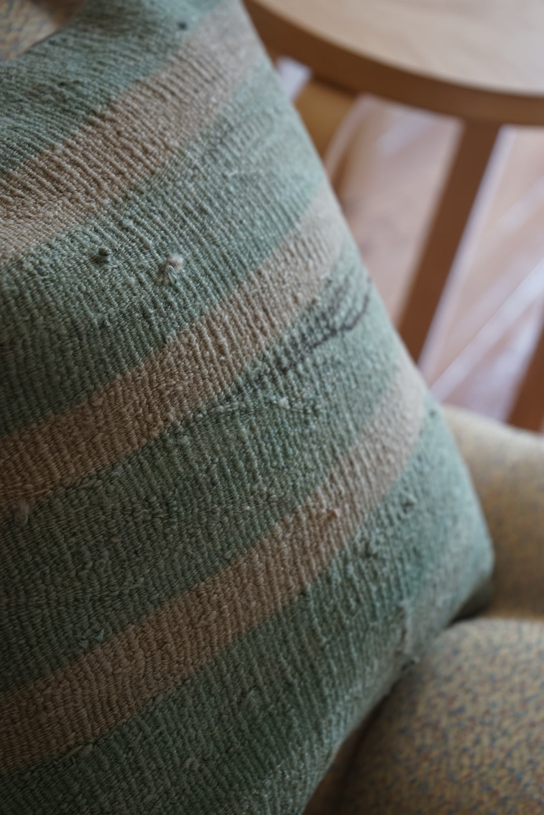 Türkiye Old Kilim Cushion Cover Green , Beige Stripe 40 × 40 cm No.TR25364