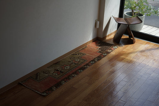 Türkiye Old Isparta Orange, Brown Runner 1970年代 165 × 40 cm No.TR25283