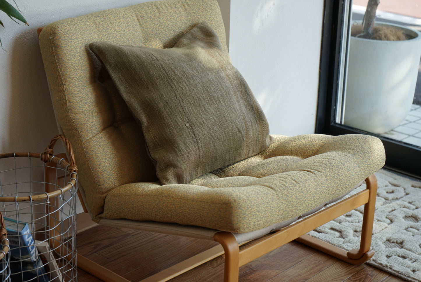 Türkiye Old Kilim Cushion Cover Sage Green Stripe Design 46 × 45 cm No.TR25562 / 送料無料・羊毛手織りキリム