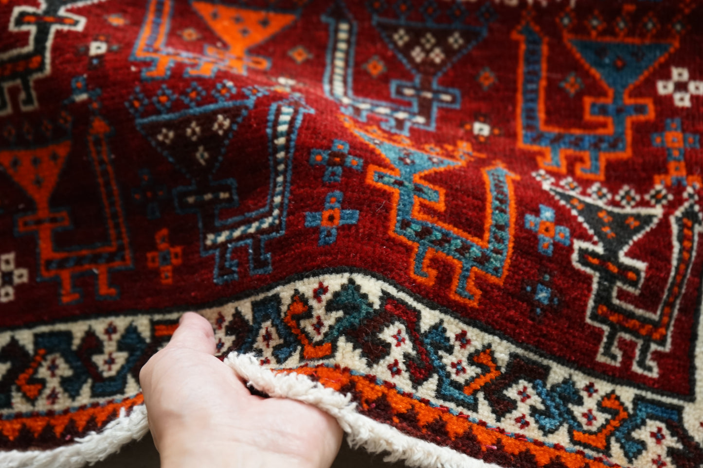 IRAN ANTIQUE SHIRAZ QASHQAI 1920年代 59 × 57 cm