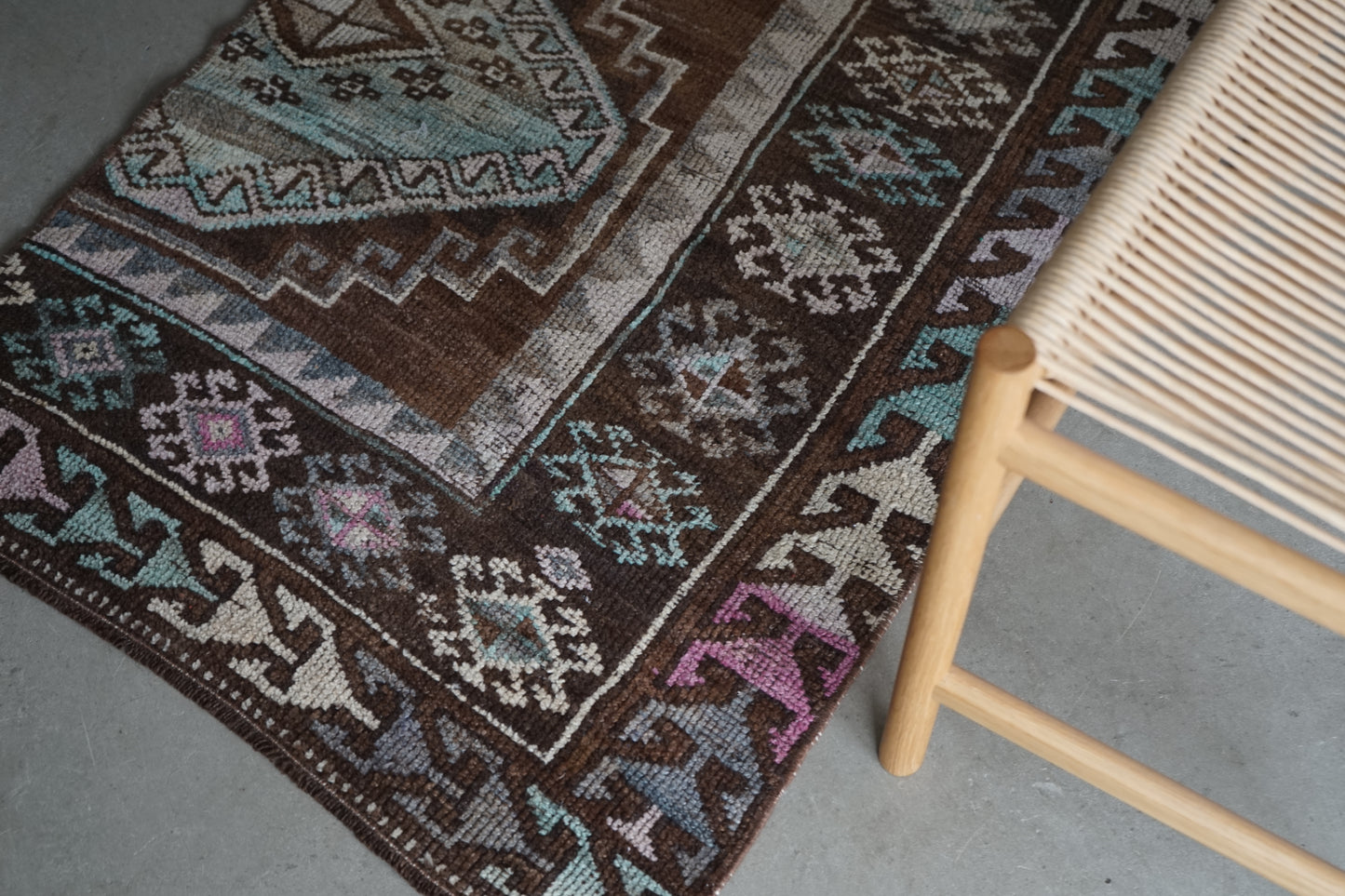 TURKEY VINTAGE SMALL BROWN RUG 93.5 × 70 cm No.TR25167