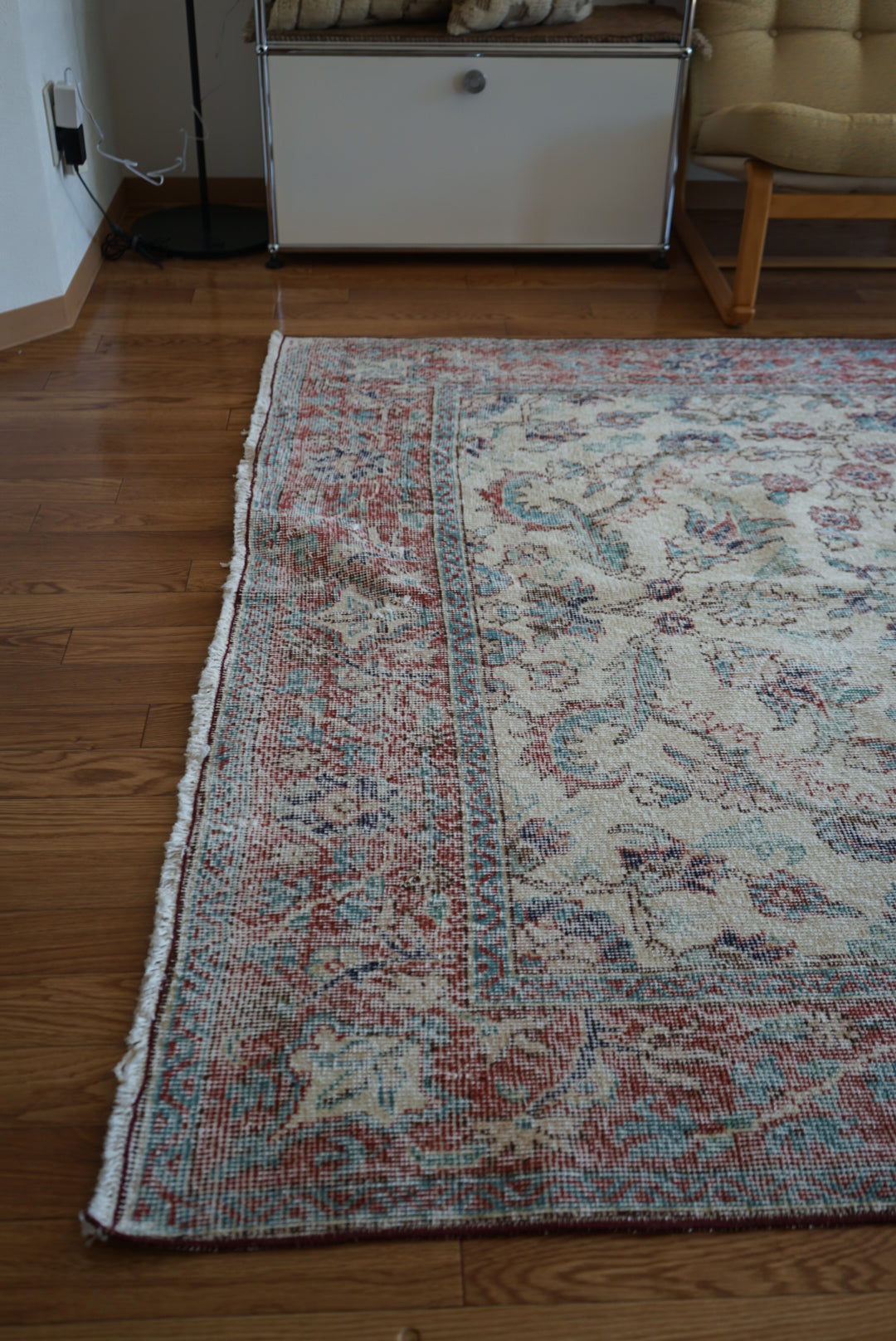 Türkiye Old Isparta Beige Cerulean Blue Floral 1970年代  303 × 160.5 cm No.TR25391