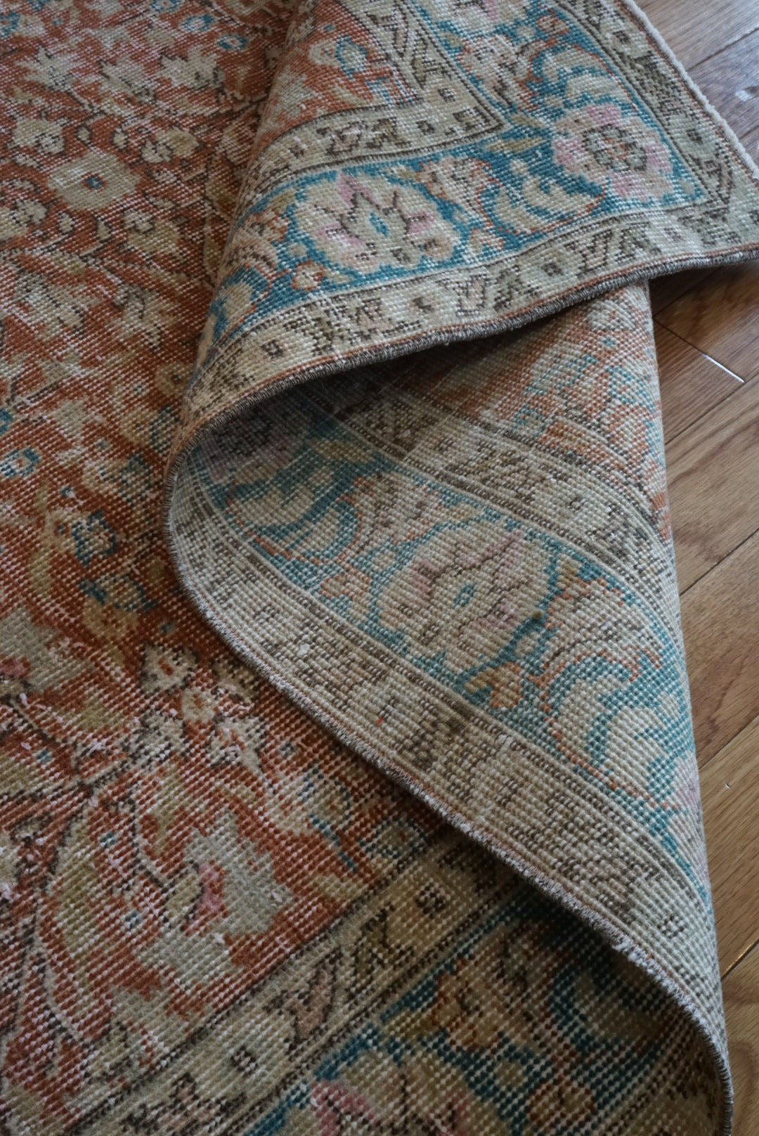 Türkiye Old Isparta Red , Turquoise Blue Floral 1970年代 242 × 137.5 cm No.TR25439