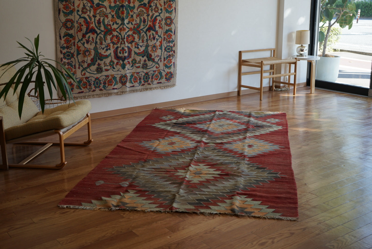 Türkiye Old Kilim Kars Earth Red Tribal Design 1970年代 251 × 137 cm No.TR25547 / 国内送料無料・羊毛手織りキリム