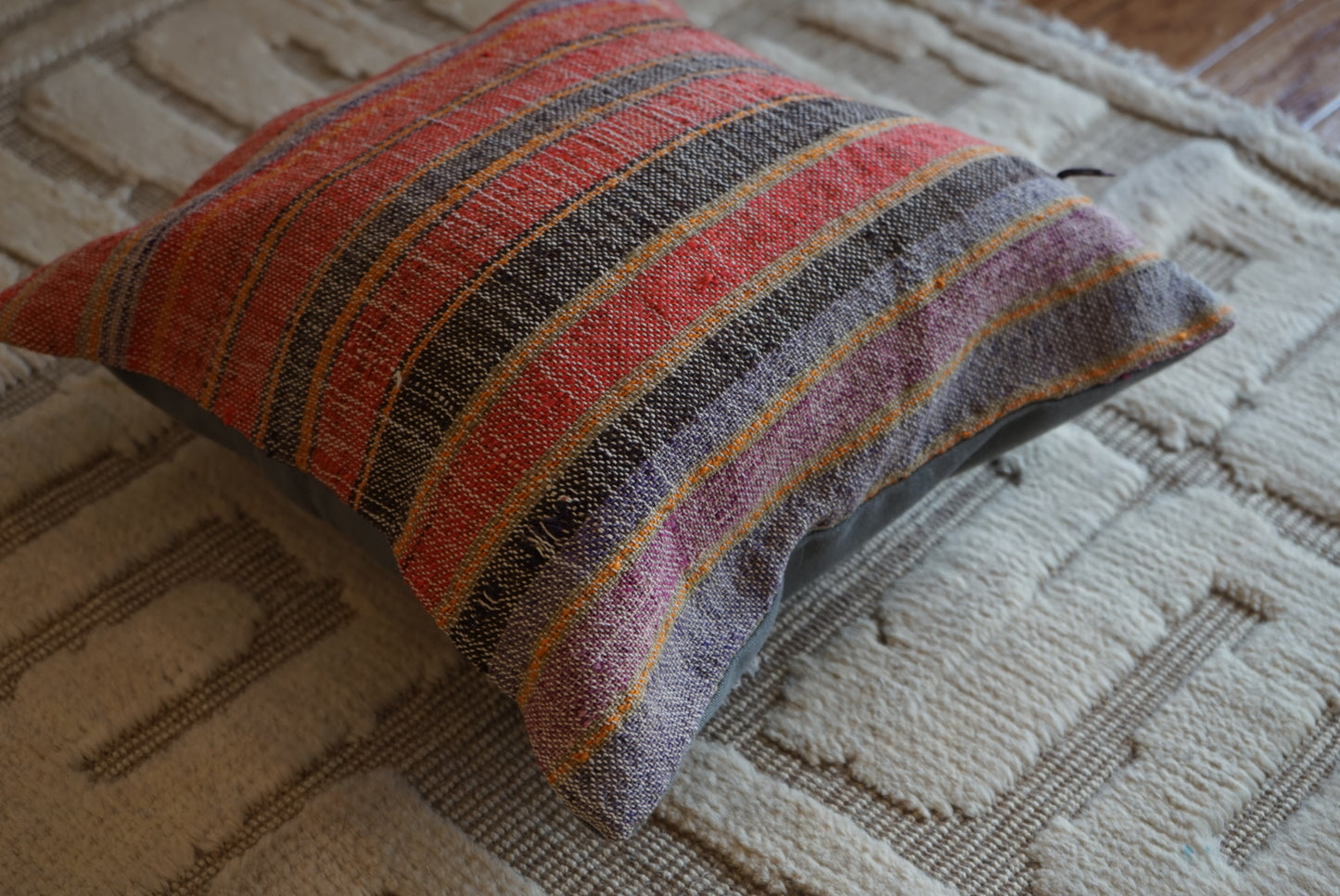 Türkiye Old Kilim Cushion Cover Red Mix Stripe 40 × 40 cm No.TR25365