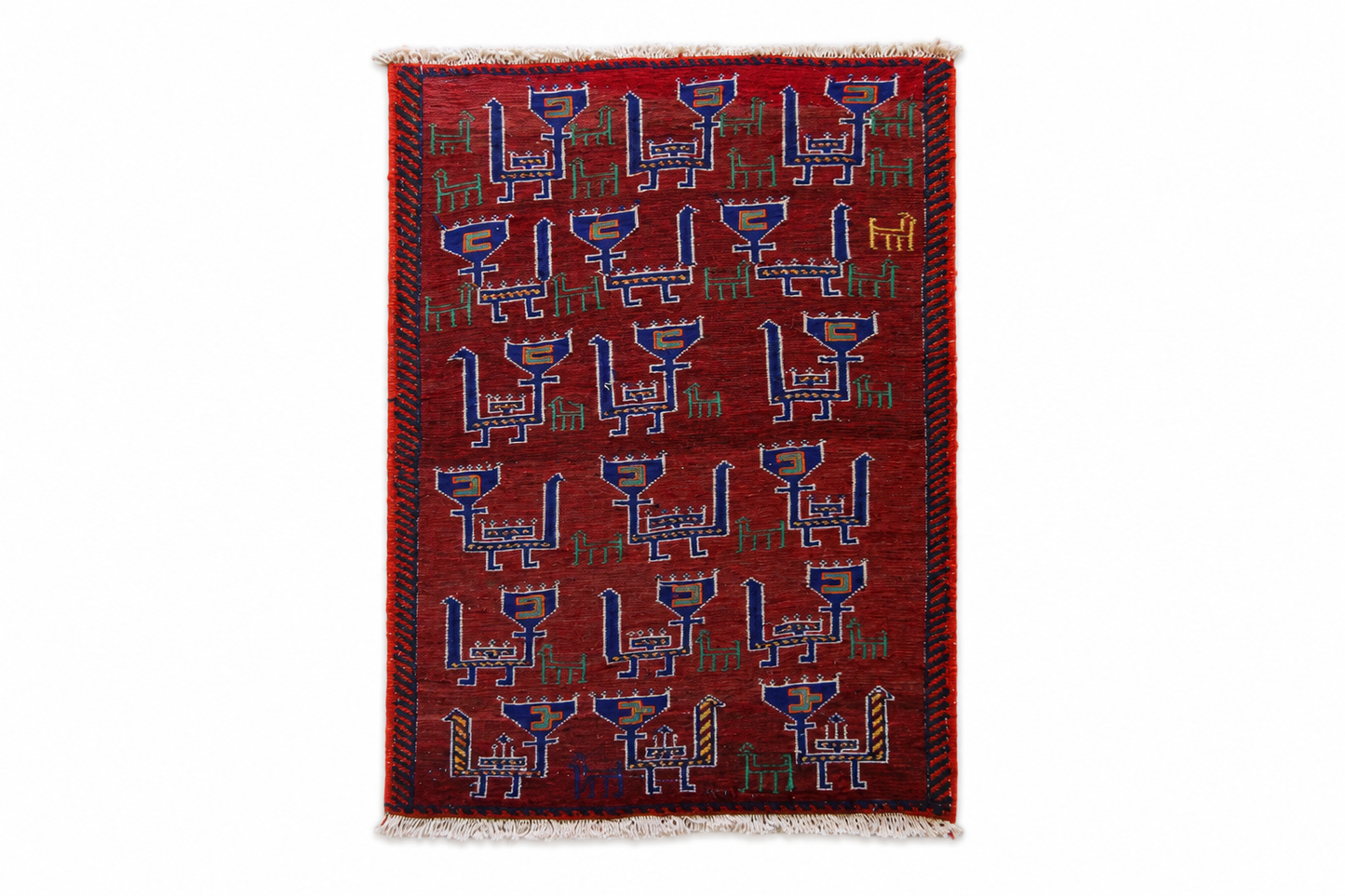 IRAN ANTIQUE SHIRAZ QASHQAI TURKS KILIM 1970年代 76 × 57 cm / 2'5" × 1'8" ft