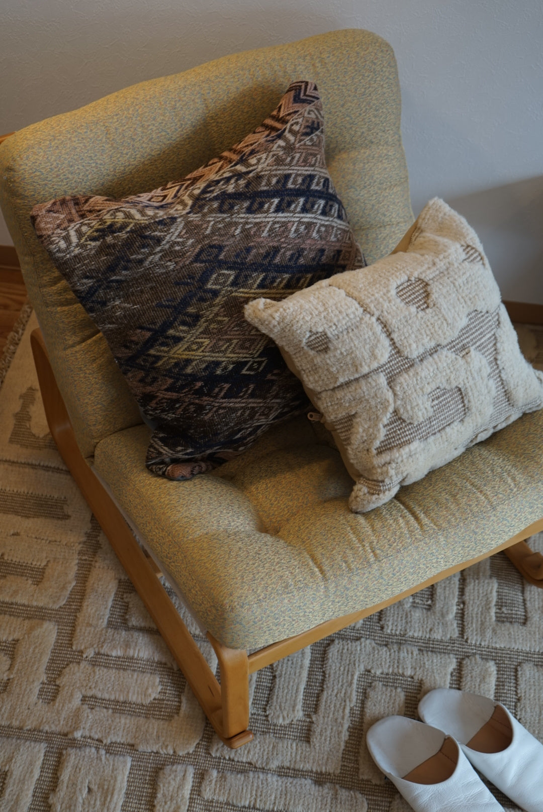 Türkiye Old Kilim Cushion Cover Brown , Beige , Navy Tribal Medallion 50 × 51 cm No.TR25356