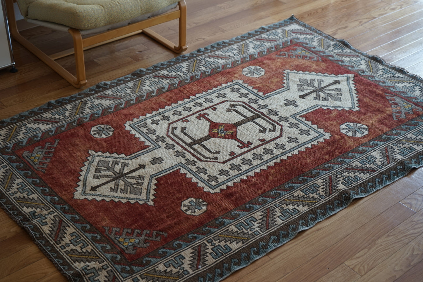 Türkiye Old Eastern Anatolia Orange Medallion 1960年代 194 × 121 cm No.TR25400